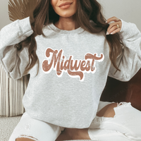 Midwest Chestnut & White Retro Shadow Distressed Digital Download, PNG