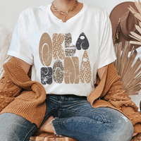 Oklahoma Chubby Retro Distressed Leopard print in tones of Tans & Faded Black Digital Design, PNG