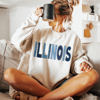 Illinois Denim Patch Stitched Digital Design, PNG