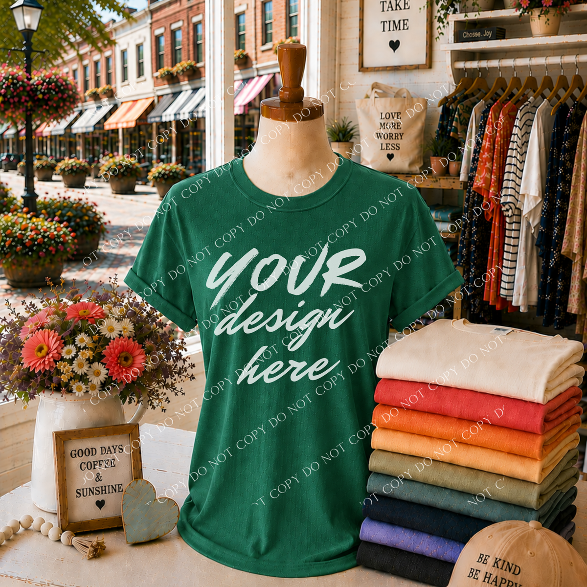 Blank Everyday Boutique Mockup, Comfort Colors 1717 Emerald