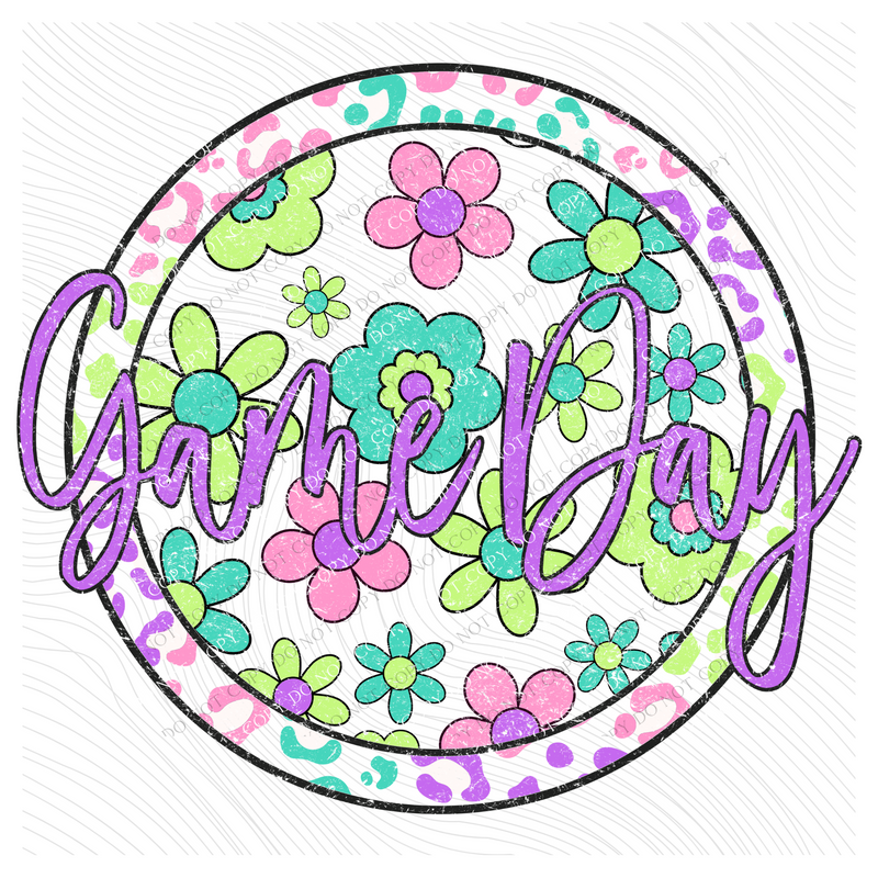 Game Day Groovy Leopard Translucent Cutout in Bright Cotton Candy Tones Digital Design, PNG