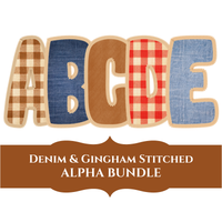 Denim & Gingham Stitched Alphabet Set | PNG Alphabet Letters Only