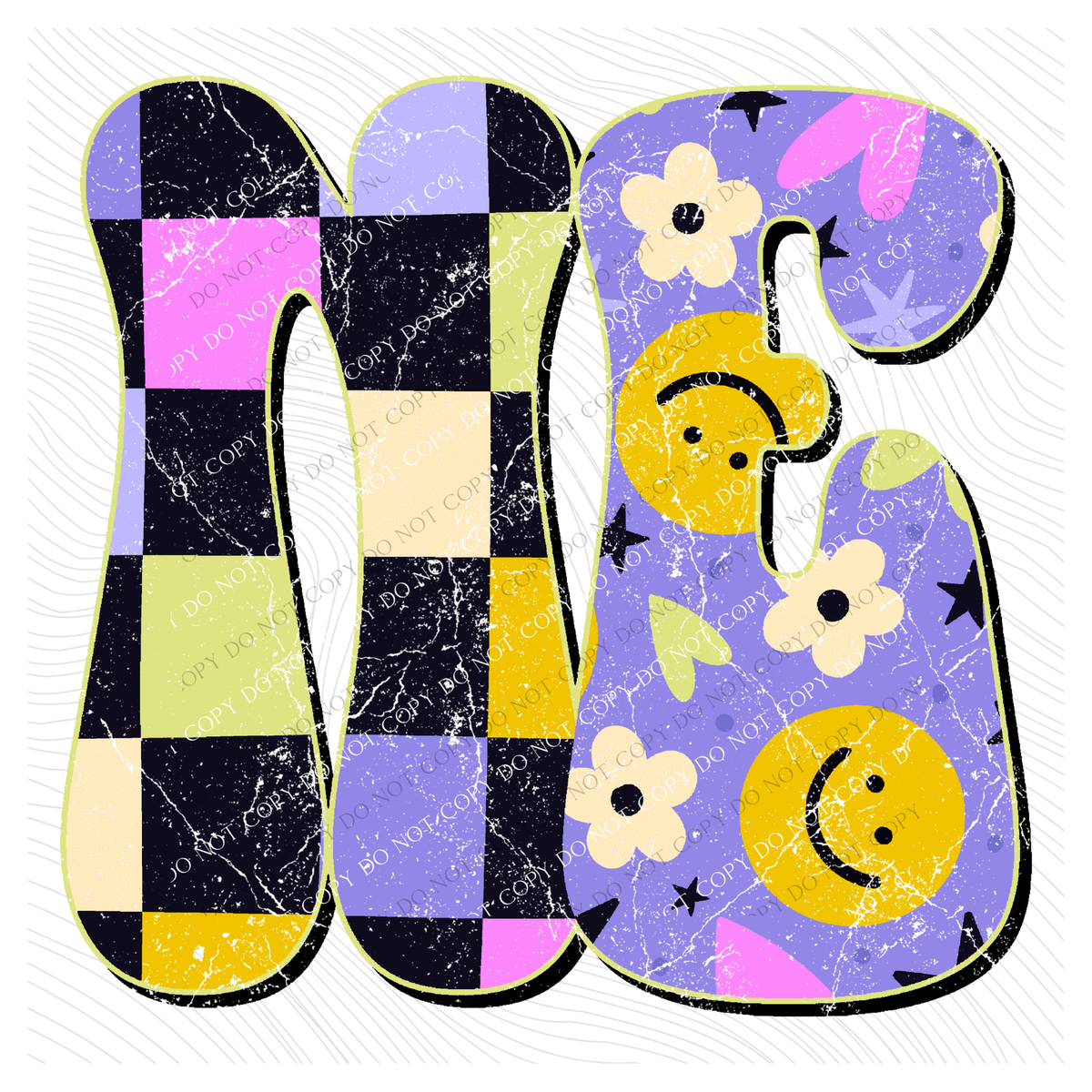 NE Nebraska Groovy Happy Neon Checkers Digital Design, PNG