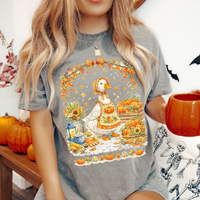 Fall Pumpkin Gingham Goose Distressed Digital Design, PNG
