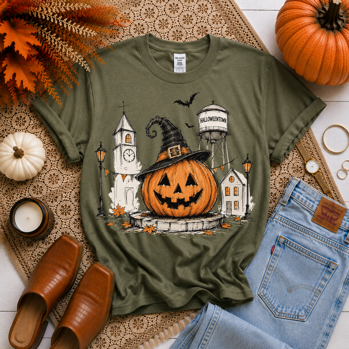 Halloweentown Pumpkin Sketch Digital Design, PNG