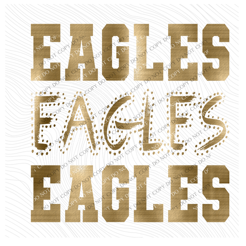 Eagles Varsity Polka Dot Texture Foil Gold Digital Design, PNG