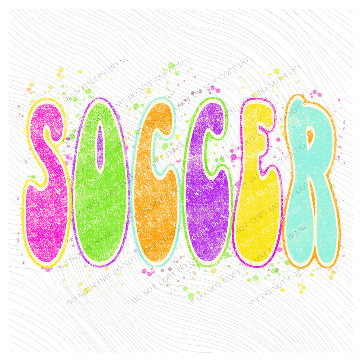 Soccer Neon Chalky Splatter Digital Design, PNG