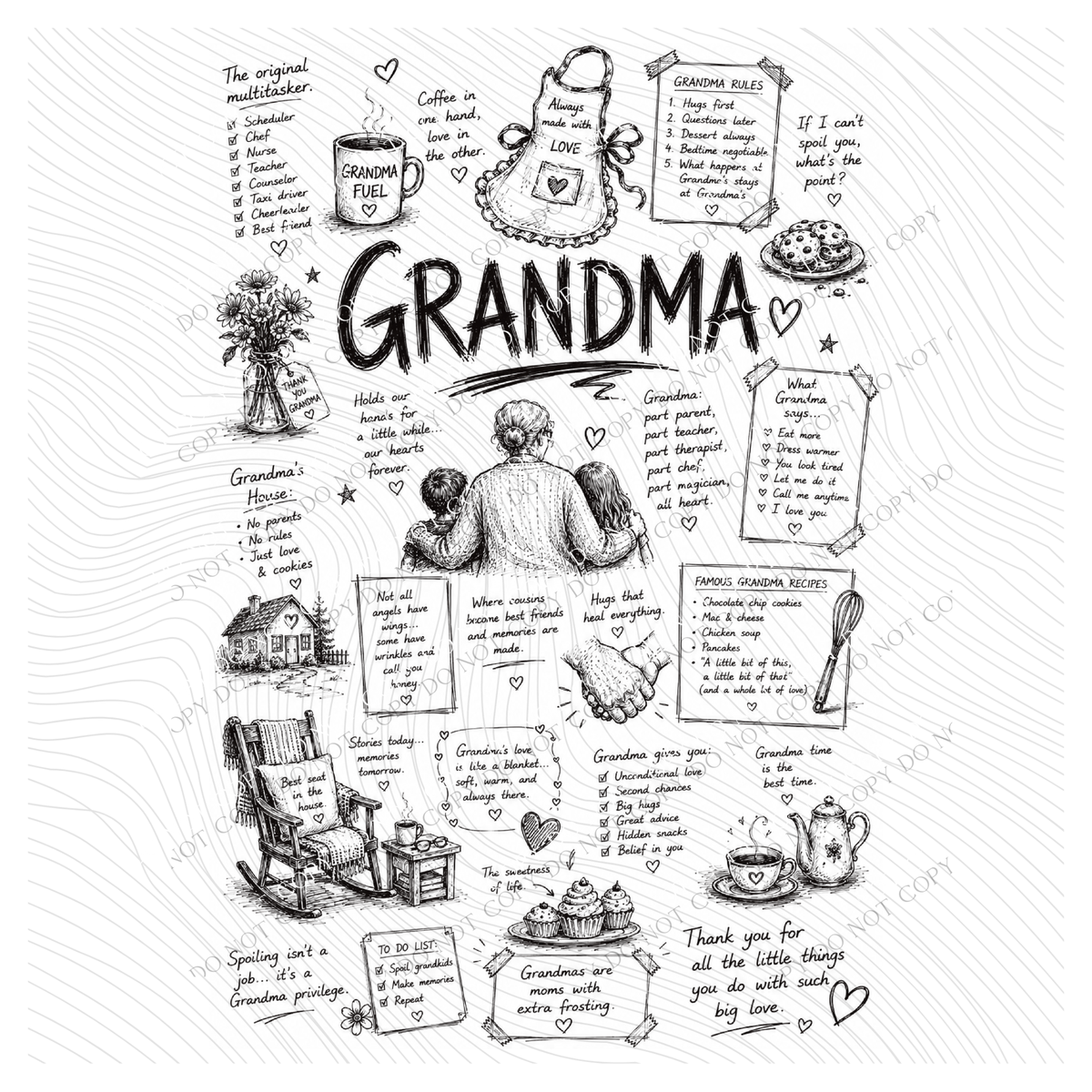 All about Grandma Sketch Digital Design, PNG