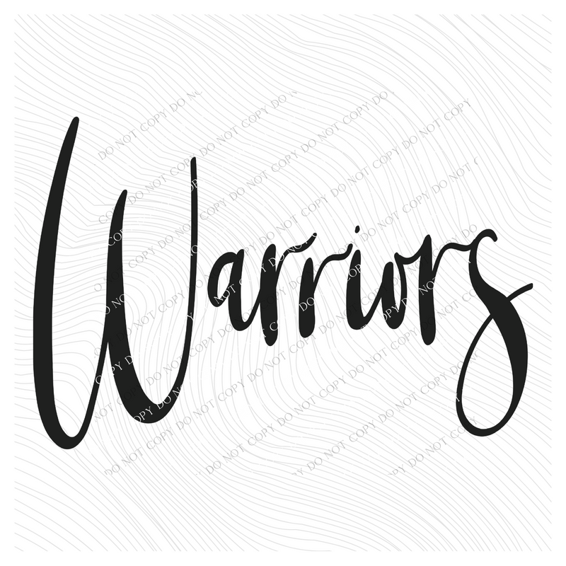 Warriors Script in Black Digital Download, PNG