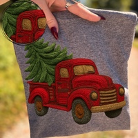 Red Christmas Truck in Cute 3D Crochet Style Digital Download, PNG