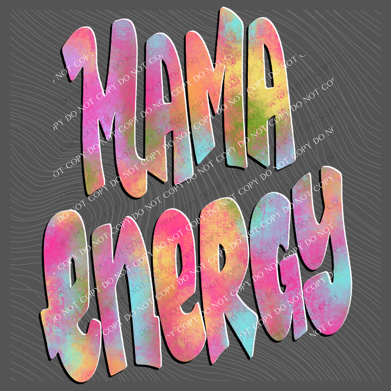 Mama Energy Retro Shadow Water Colors Digital Design, PNG