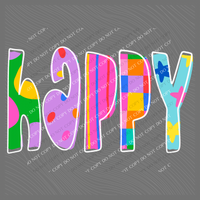 Happy Color Pop Doodle Digital Design, PNG