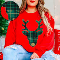 Rudolph Green Plaid & Glitter Digital Download, PNG