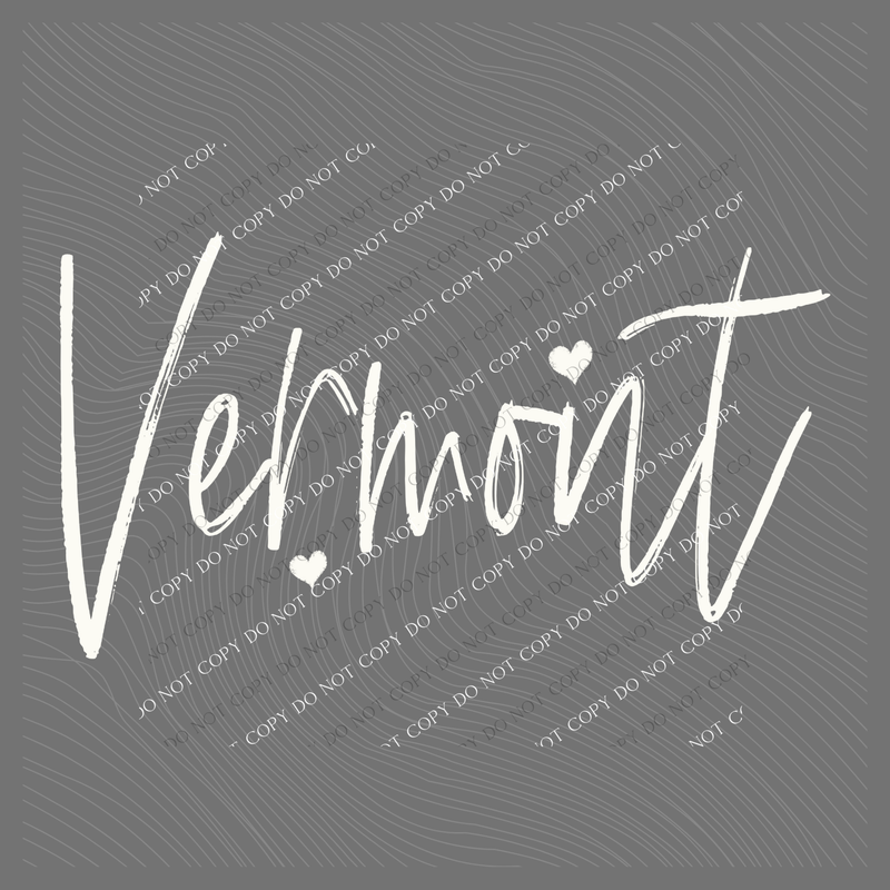 Vermont Sketched Script Hearts in Off-white Digital Design, PNG
