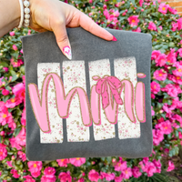 Mini Floral Distressed Stripes, Glitter & Bow Coquette Digital Design, PNG