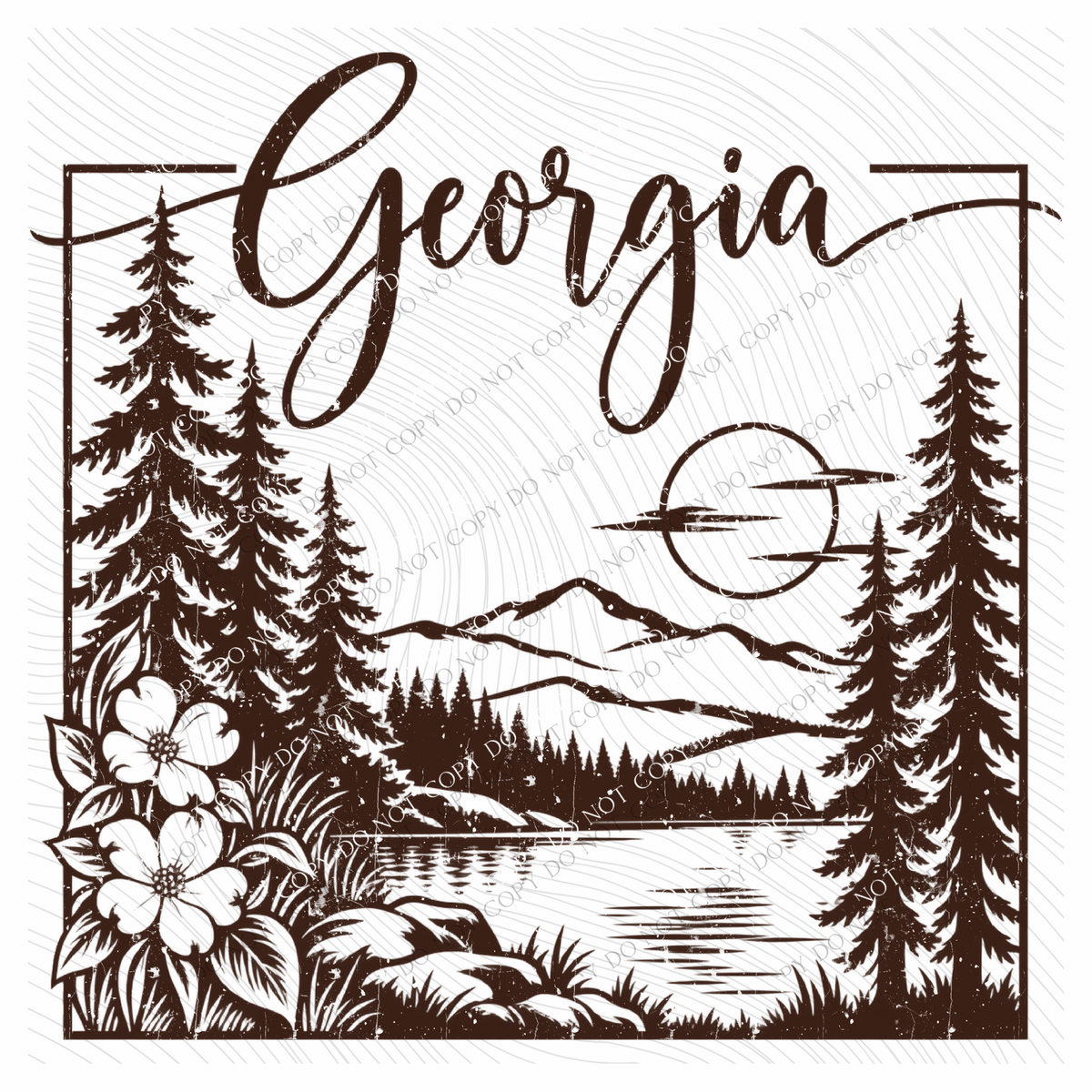 States Nature Scenery Silhouette (includes both brown & cream with purchase) Digital Design, PNG