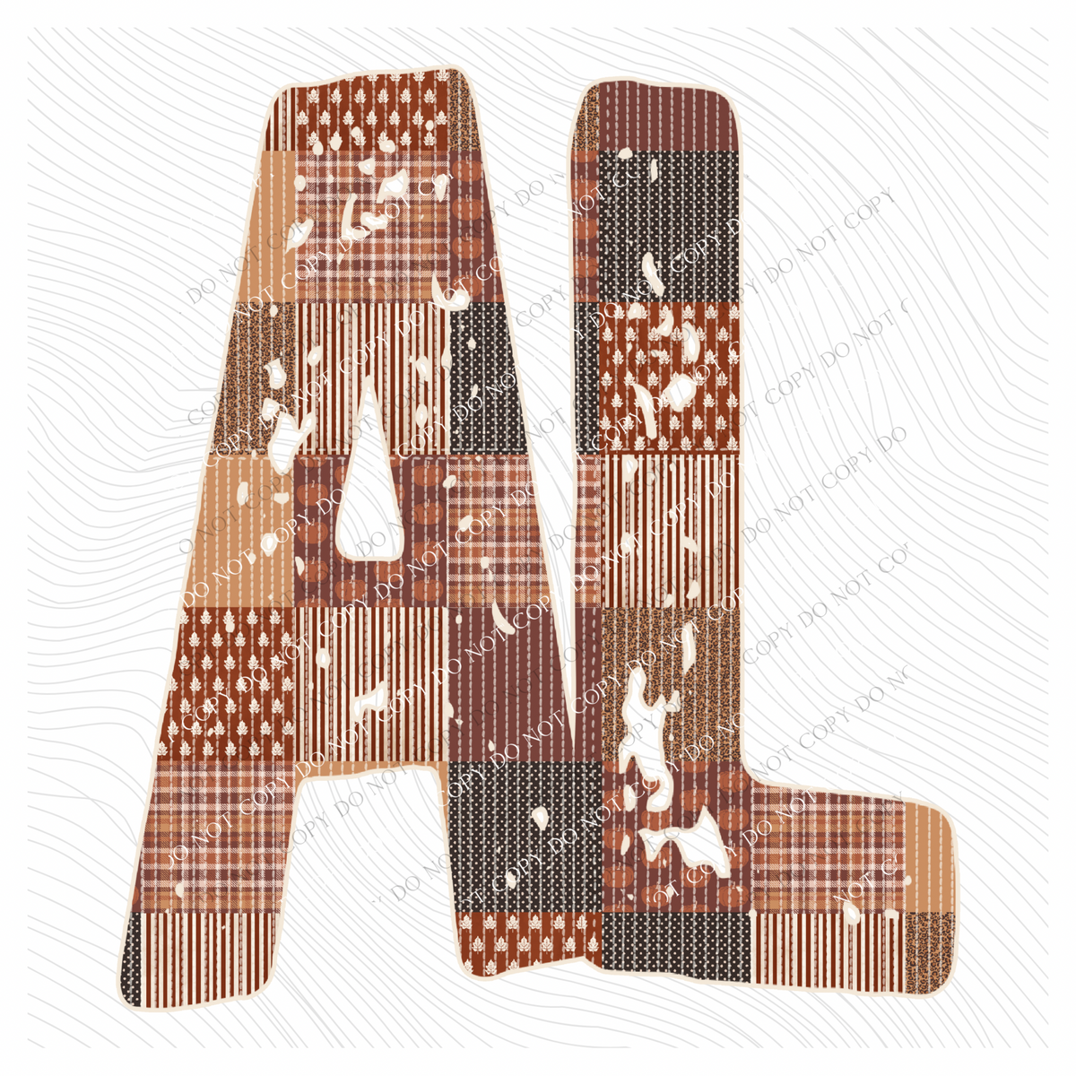 Alabama AL Autumn Pumpkins Quilted Distressed Digital Design in Browns, PNG