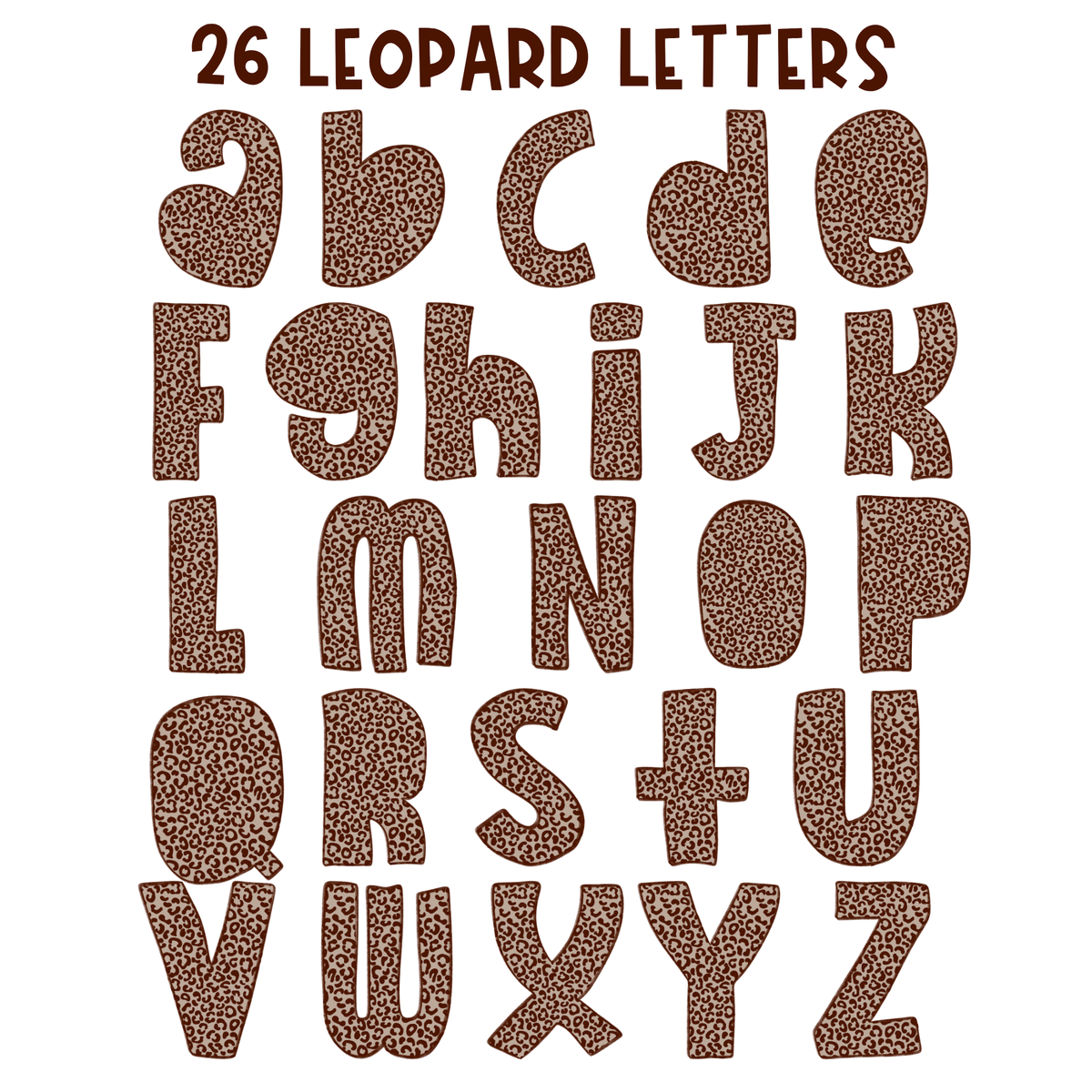 Plaid, Leopard & Dots Doodle Alphabet Set, Includes Fall Clipart! | PNG Alphabet Letters Only