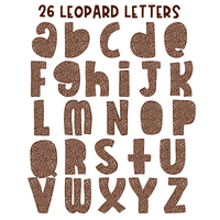 Plaid, Leopard & Dots Doodle Alphabet Set, Includes Fall Clipart! | PNG Alphabet Letters Only