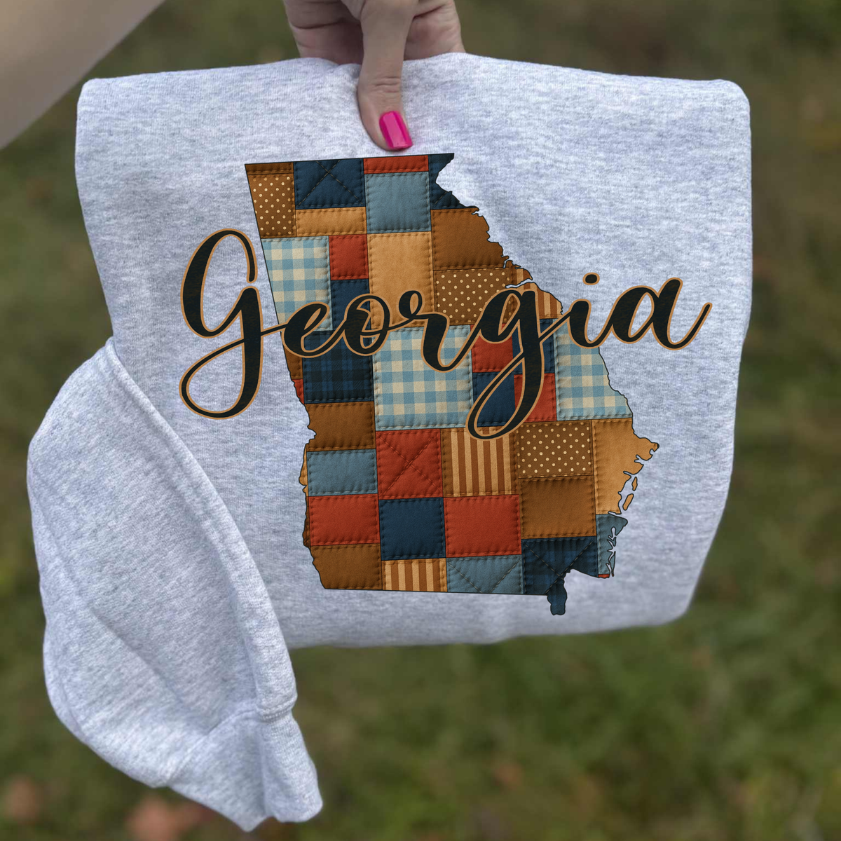 Georgia Quilted Script State Digital Design, PNG