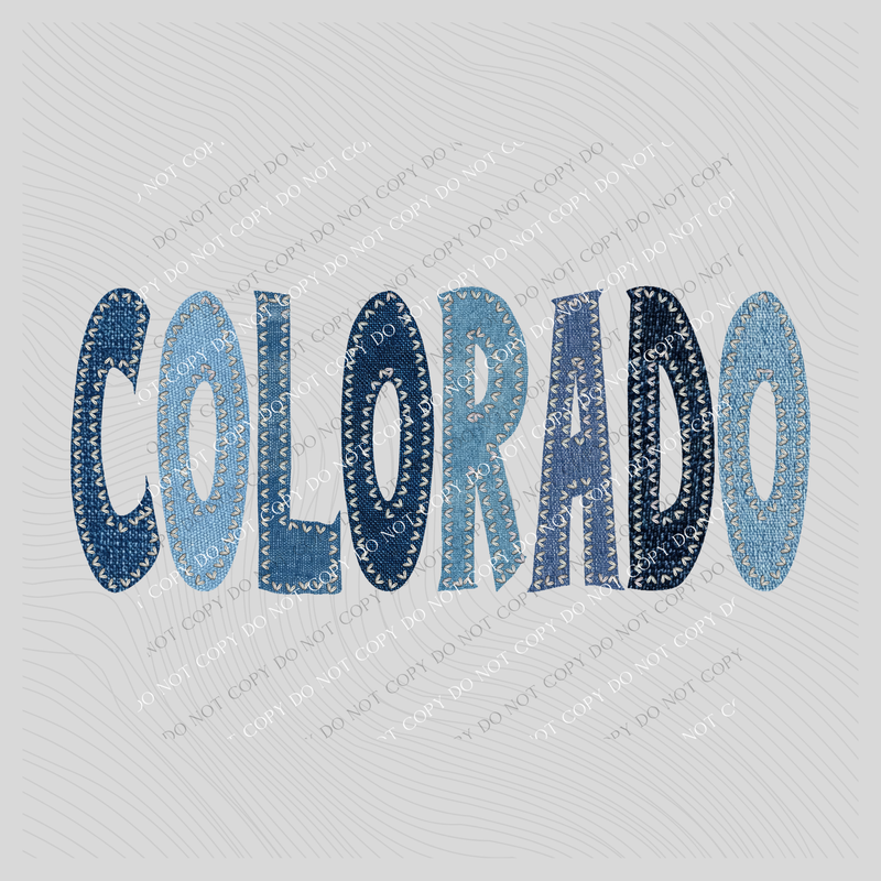 Colorado Denim Patch Stitched Digital Design, PNG