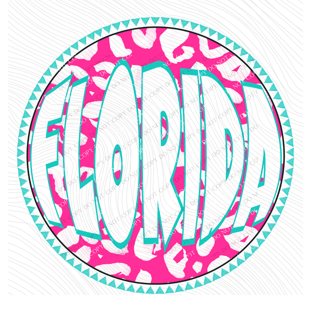 Florida Groovy Leopard Shadow & Non Shadow (both included) Cutout in Pink & Teal Digital Design, PNG