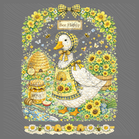 Bees Gingham Goose Distressed Digital Design, PNG