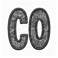 CO Colorado Faux Embroidery Diamonds Bling in Black Digital Design, PNG