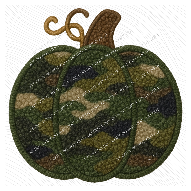 Pumpkin Camo 3D Chenille Patch Style Digital Download, PNG