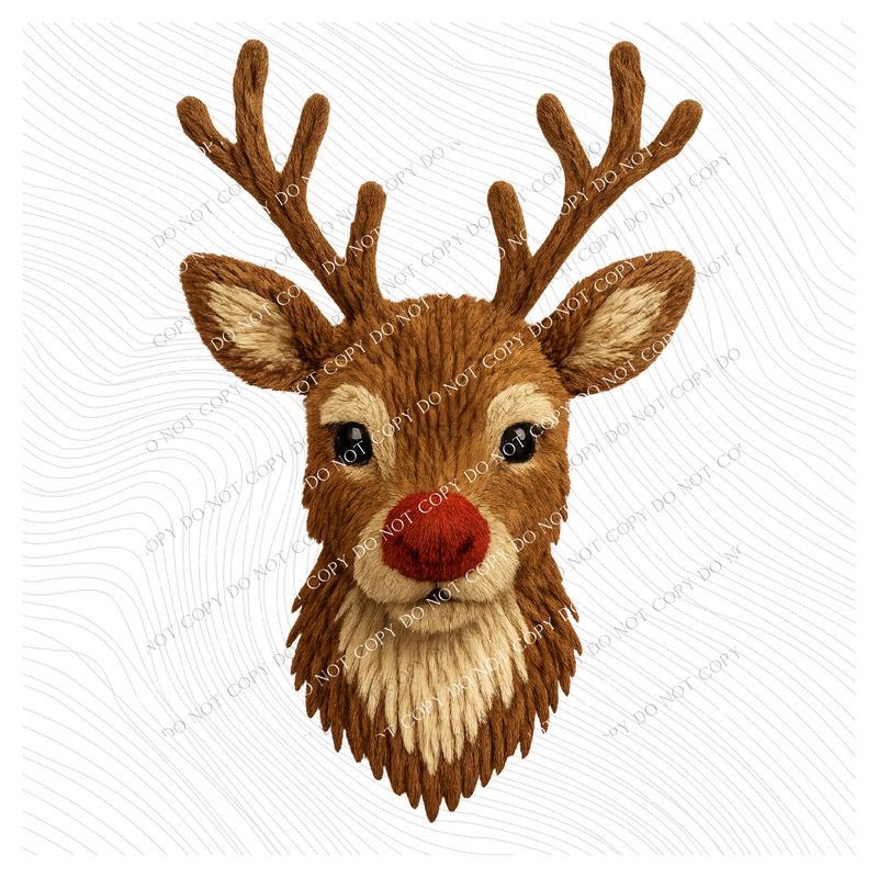 Reindeer Head in 3D Yarn Style Digital Download, PNG