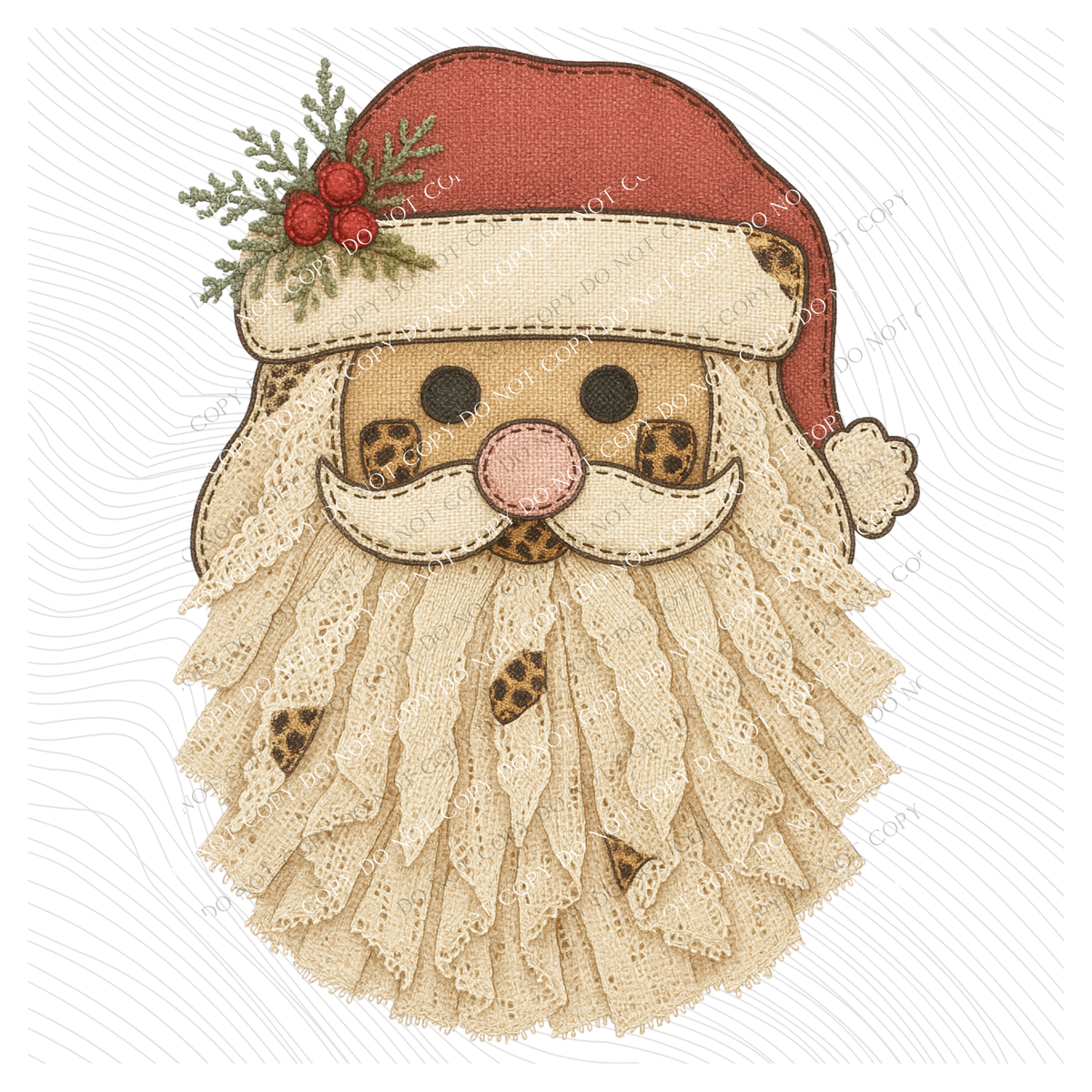 Santa Leopard & Lace Digital Design, PNG