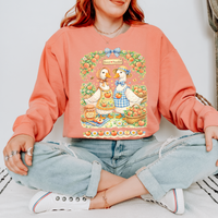 Peaches Gingham Goose Distressed Digital Design, PNG