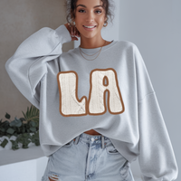 Louisiana LA Sweater Patch in Cream & Brown Digital Design, PNG