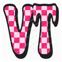 VT Vermont Retro Checkers in Pinks Digital Design, PNG