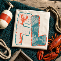 FL Florida  Lobster Coral Reef Polka Dot Outline Digital Design, PNG