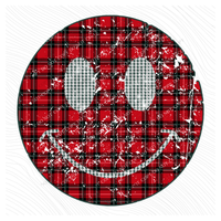 All Smiles Red Plaid & Diamonds Distressed Digital Design, PNG