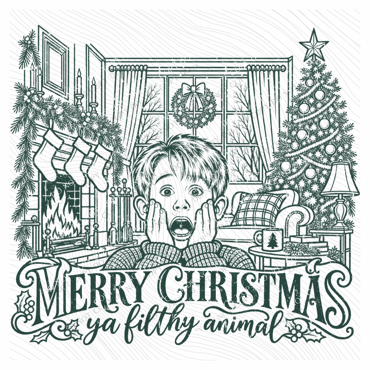 Merry Christmas Ya Filthy Animal Silhouette Digital Design, PNG