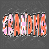 Grandma Retro Distressed Pink & Red Patchwork Digital Design, PNG