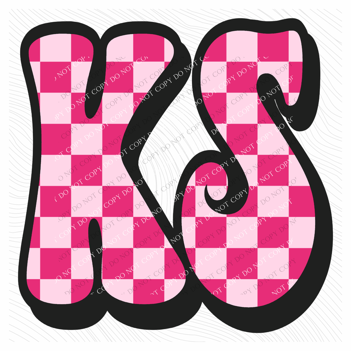 KS Kansas Retro Checkers in Pinks Digital Design, PNG