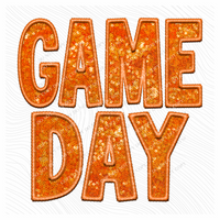 Game Day Faux Embroidery Sequin in Orange Digital Design, PNG