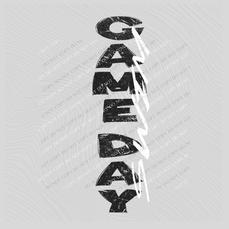 Game Day Swim Vertical Distressed in Black & White Digital Design, PNG