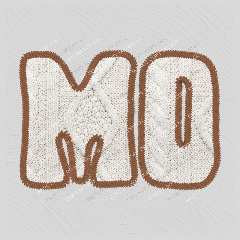 Missouri MO Sweater Patch in Cream & Brown Digital Design, PNG