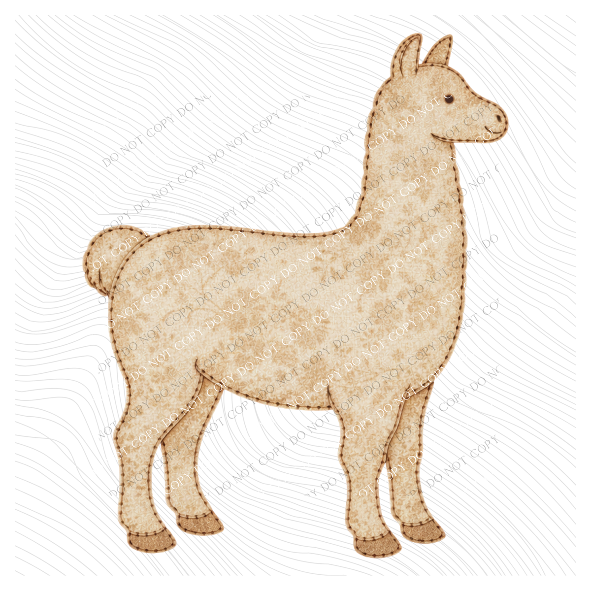 Llama Vintage Floral Faux Patch Digital Design, PNG