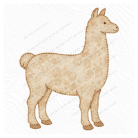 Llama Vintage Floral Faux Patch Digital Design, PNG