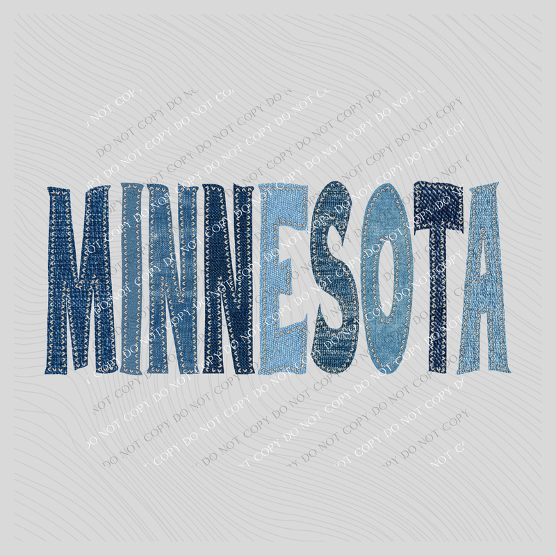 Minnesota Denim Patch Stitched Digital Design, PNG