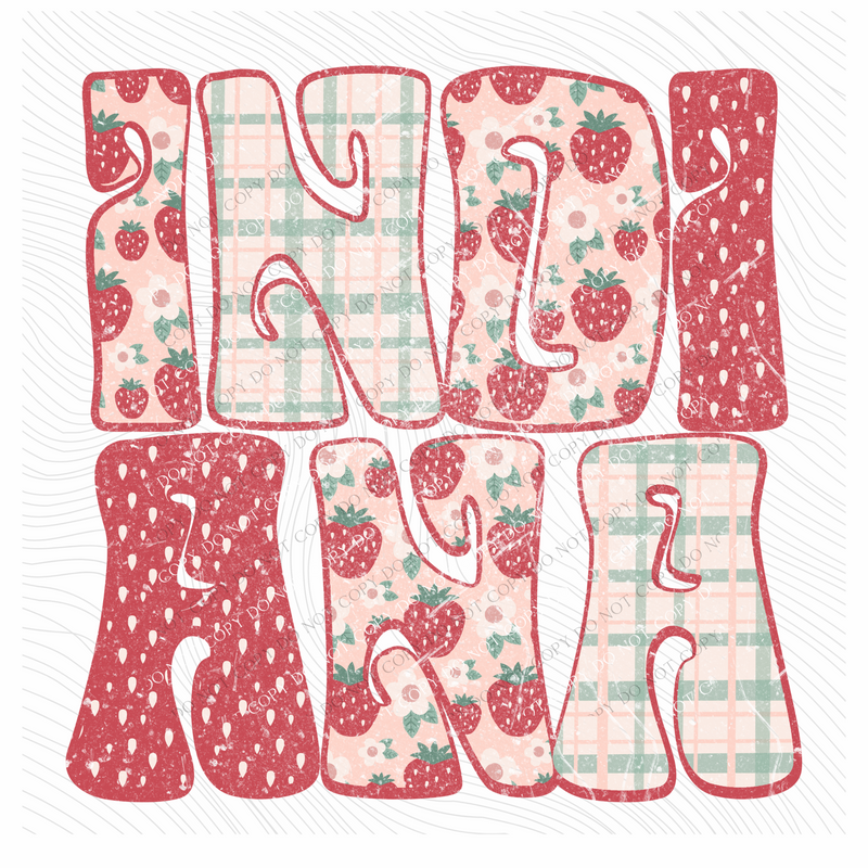 Indiana Groovy Strawberry Patch Distressed Digital Design, PNG