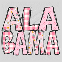 Alabama Strawberry Doodle Patch Digital Design, PNG