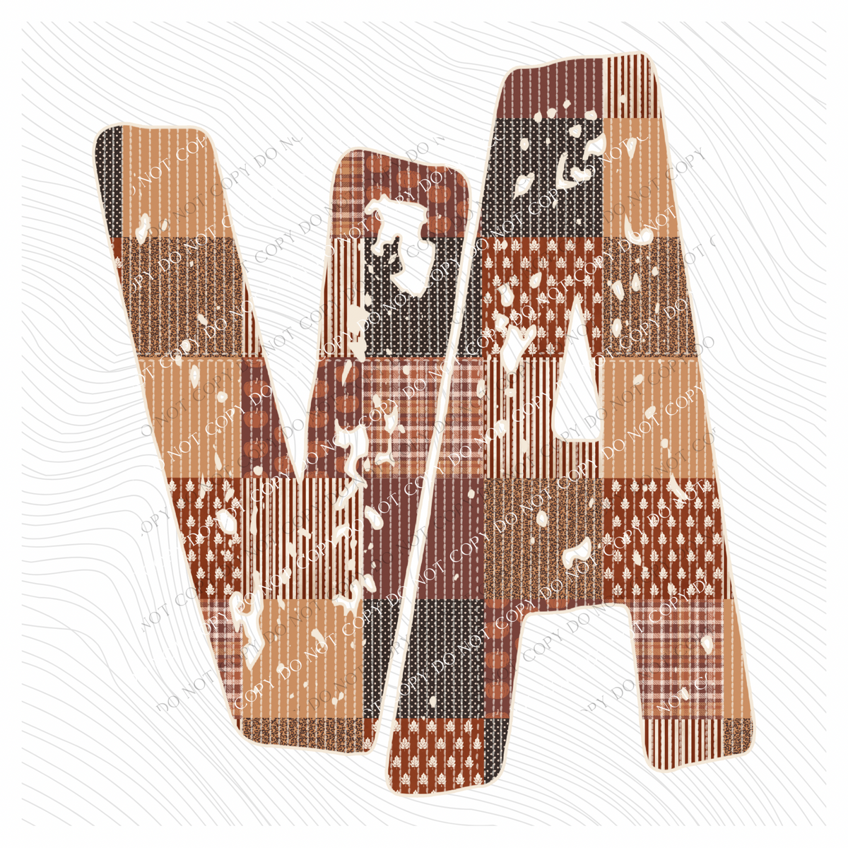 Virginia VA Autumn Pumpkins Quilted Distressed Digital Design in Browns, PNG