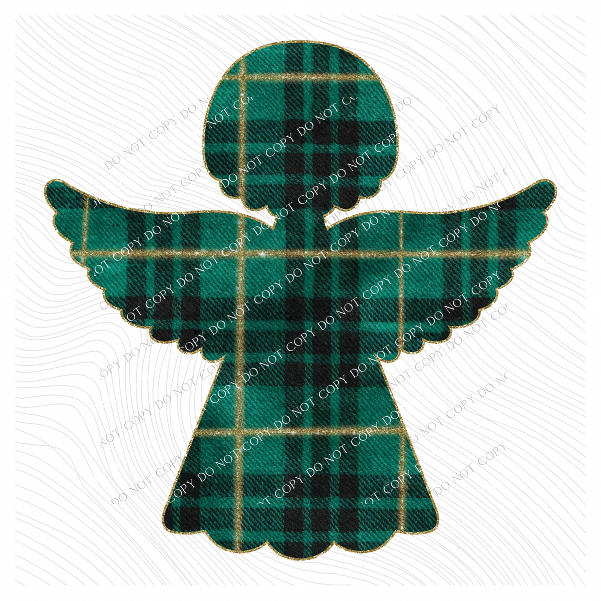 Angel Green Plaid & Glitter Digital Download, PNG