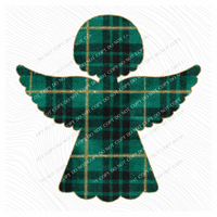 Angel Green Plaid & Glitter Digital Download, PNG